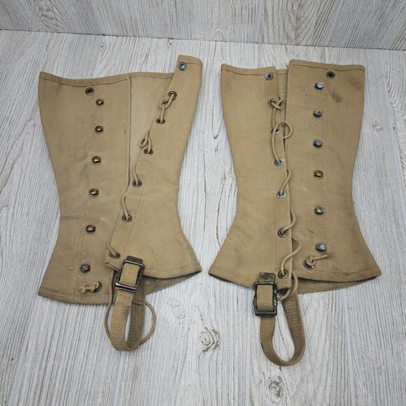 Original WWII US Army Canvas Leggings Original Named - Picture 1 of 6